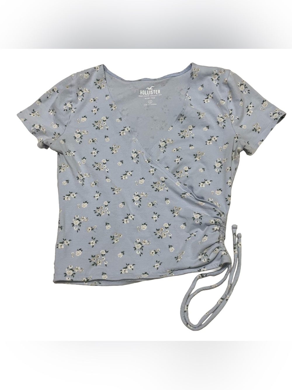 Hollister Light Blue Floral Wrap Baby Tee